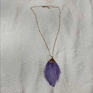 Long purple fringe necklace